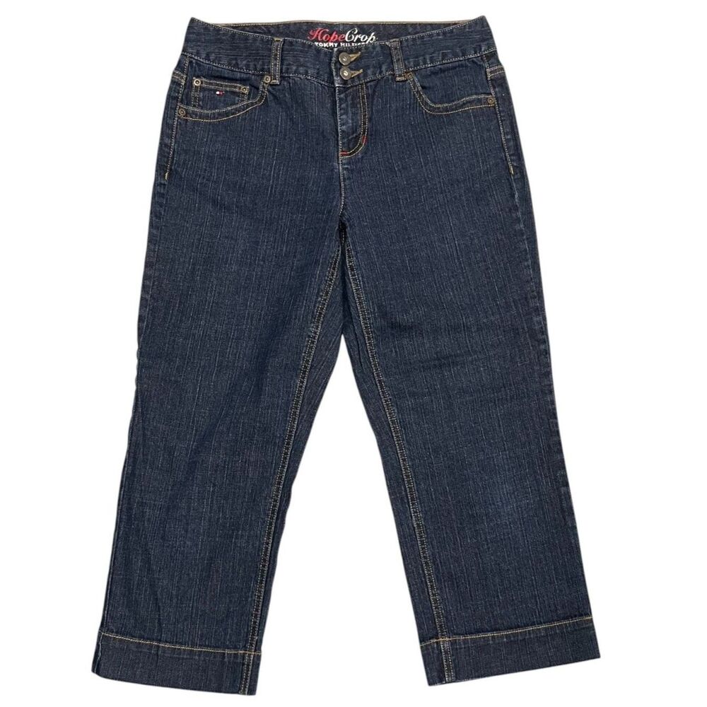 TOMMY HILFIGER Hope Crop Dark Wash Blue Capri Cropped Blue Jeans Sz 8